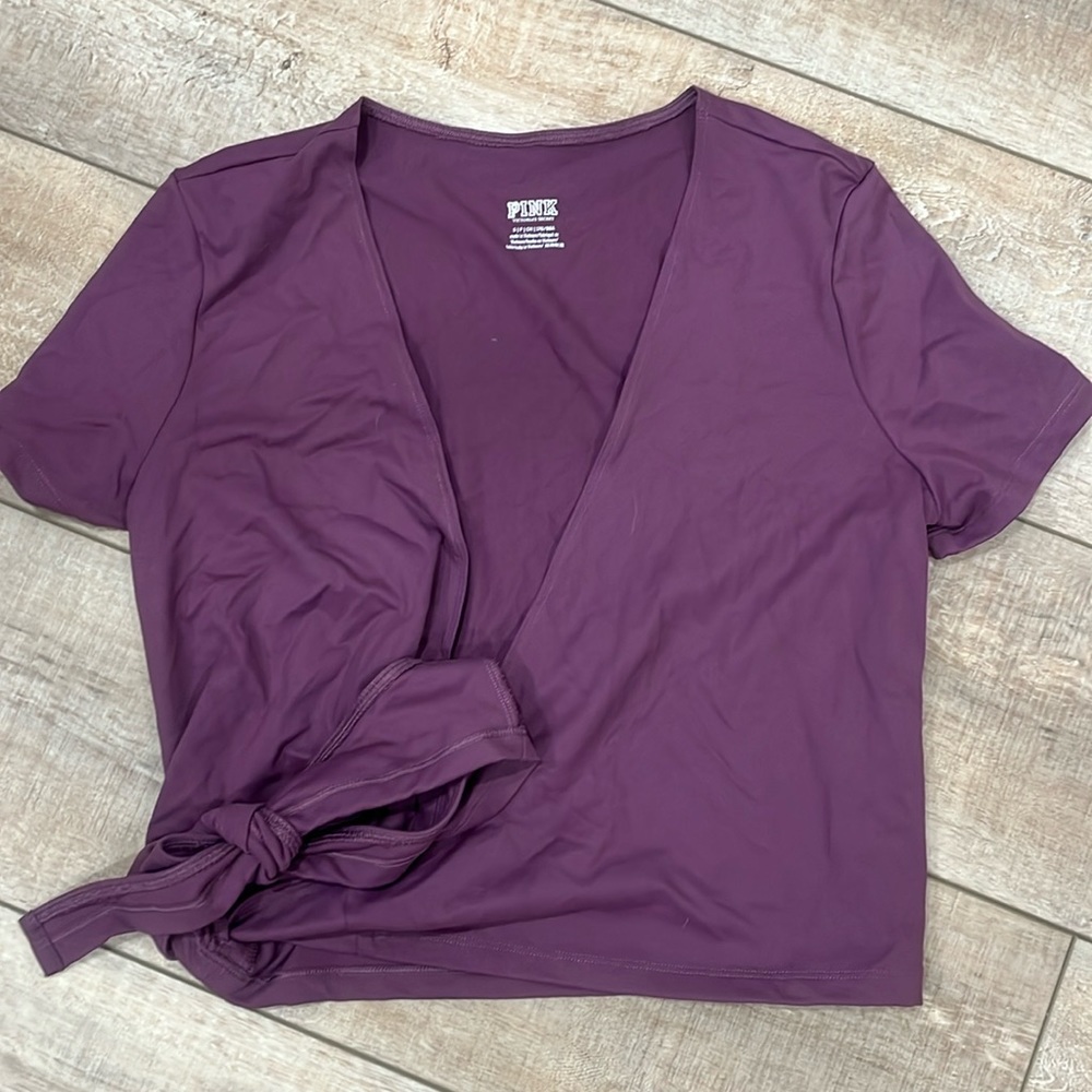 Pink Victoria’s Secret wrap crop top solid purple size Small